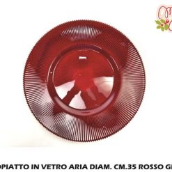 Sottopiatto In Vetro Aria Cm.35 Rosso Glitter-8034052432795