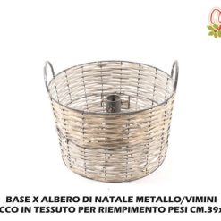 Base Per Albero Di Natale Vimini/Metallo/Tessuto-8034052602631