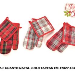 Presina E Guanto Natal. Gold Tartan Cm.17X27-8034052608411