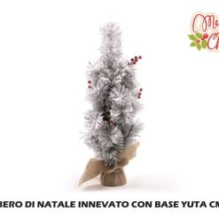Albero Di Natale Innevato Con Base Juta Cm.60-8034052626248