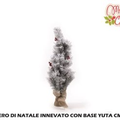 Albero Di Natale Innevato Con Base Juta Cm.75-8034052626255