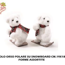 Cucciolo Orso Polare Su Snowboard Cm.19X18X23H-8034052631310