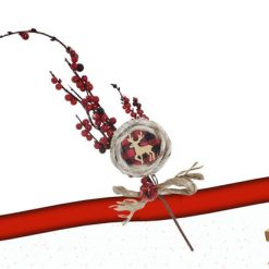 Ramo Con Bacche Rosse E Decorazioni Cm.41-8051380703960