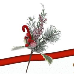 Ramo Con Bacche Rosse E Decorazioni Cm.33-8051380703977