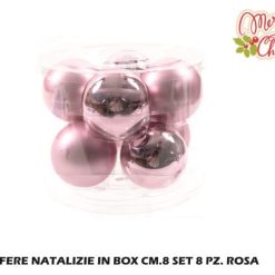 Sfere Natalizie In Box Cm.8 Set 8 Pz. Rosa-8034052760201
