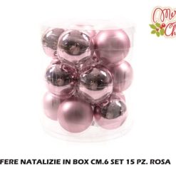 Sfere Natalizie In Box Cm.6 Set 15 Pz. Rosa-8034052760218