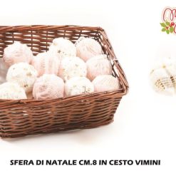 Sfera Di Natale Cm.8 In Cesto Vimini-8034052771047