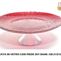 Alzata Vetro Sky Cm.21X10H Rosso Glitter-8034052798082