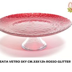 Alzata Vetro Sky Cm.33X12H Rosso Glitter-8034052798105