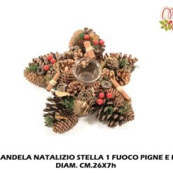 Portacandela Natalizio 1 Posto Pigne E Bacche-8034052617109