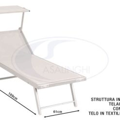 Lettino Allum. Parasole Bagnino Textil. Bianco-8032523173208