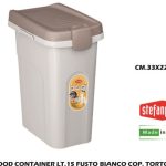 Pet Food Container Lt.15 Fusto Bianco Cop. Tortora-