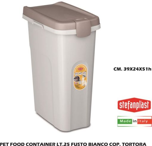 Pet Food Container Lt.25 Fusto Bianco Cop. Tortora-