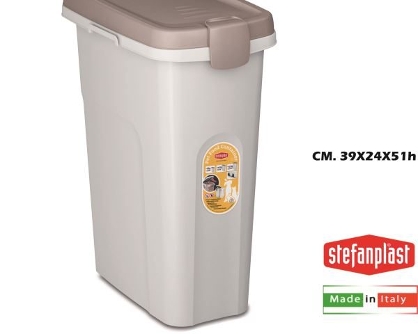 Pet Food Container Lt.25 Fusto Bianco Cop. Tortora-