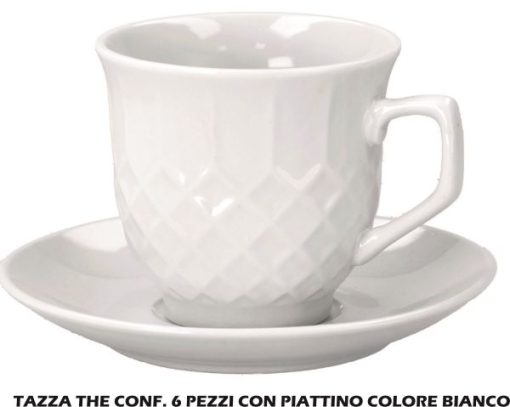 Tazza The Porcellana Conf. 6 Pz. C/Piatt. Bianca-8021785759879