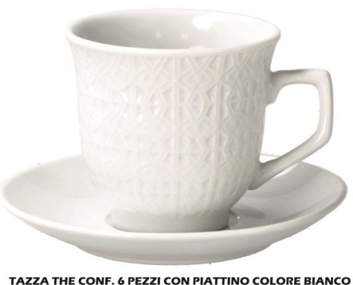 Tazza The Porcellana Conf. 6 Pz. C/Piatt. Bianca-8021785759893