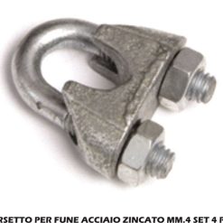 Morsetto Per Fune Acciaio Zincato Mm.4 Set 4 Pz.-8056095631102