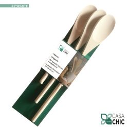 Tris Cucchiai In Legno Naturale Cm.20-25-30