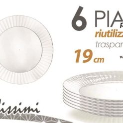 Piatti Plastica Trasp. Set 6 Pz. Cm.19