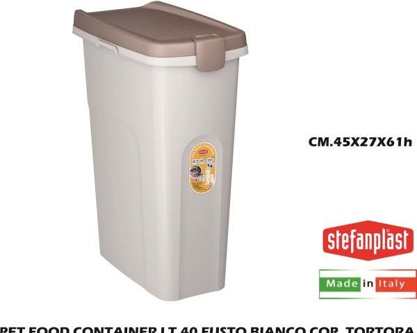 Pet Food Container Lt.40 Fusto Bianco Cop. Tortora-8003507985018