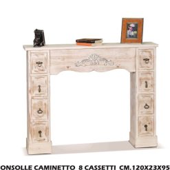 Consolle Caminetto Cm.120X23X95H 8 Cassetti