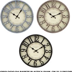Orologio Da Parete Cm.31 Plastica 3 Colori