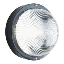 SOVIL Plafoniera Applique Rotonda in Resina Ø 18,5×9,5h cm Nero 40W