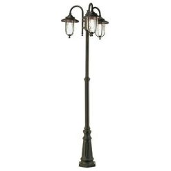 Palo 3 Luci Lampione Telescopico Regolabile Lampadine E27 da Giardino Nero