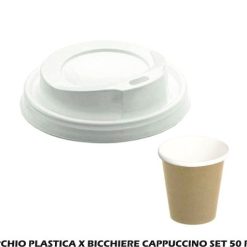 Coperchio Plastica X Bicchiere Cappuccino Set 50 Pz. Bio