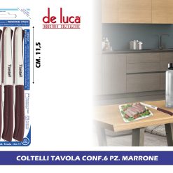 Coltelli Tavola Conf.6 Pz. Bianco/Marrone/Nero/Rosso/Tortora