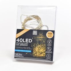Filo 40 Led Colore Bianco Caldo A Batteria X Esterno 8 Gioch