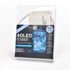Filo 40 Led Colore Bianco A Batteria X Esterno 8 Giochi