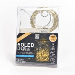 Filo 60 Led Colore Bianco Caldo A Batteria X Esterno 8 Gioch