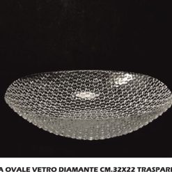 Coppa Vetro Ovale Diamante Cm.32X22 Trasp.