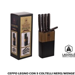 Ceppo Legno Con 5 Coltelli Nero/Wenge'