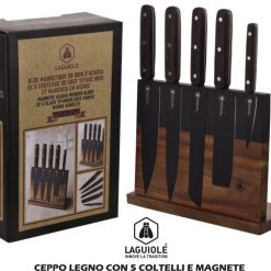 Ceppo Legno Con 5 Coltelli E Magnete
