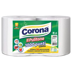 Set Coppia Rotoloni Corona Bianco il Pulitone 1000 Punti 2 Veli Resistente Made in Italy