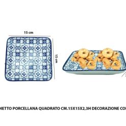 Vassoietto Quadrato Porcellana Cm.15X15X2,3H Coimbra