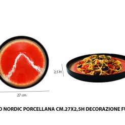 Piatto Porcellana Nordic Cm.27X2,5H Dec. Fuoco