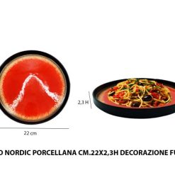 Piatto Porcellana Nordic Cm.22X2,3H Dec. Fuoco