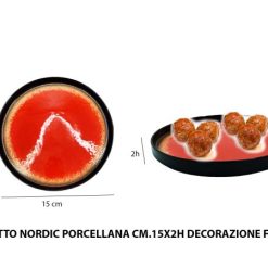 Piatto Porcellana Nordic Cm.15X2H Dec. Fuoco
