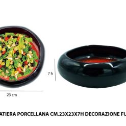 Insalatiera Porcellana Cm.23X23X7H Dec. Fuoco