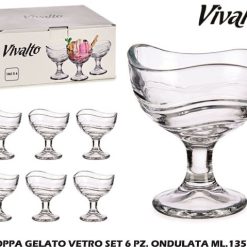 Coppa Gelato Vetro Set 6 Pz. Ondulata Ml.135