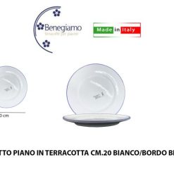 Piatto Frutta Cm.20 Sm Bianco/Bordo Blu