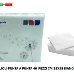 Tovaglioli Punta A Punta 40 Pz. Cm.38X38 Bianco 2 Veli