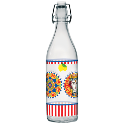 Bottiglie in Vetro 1 Litro Trasparenti Set 6pz Lory Decoro Caltagirone Bottiglie Colorate con Tappo Meccanico - immagine 2