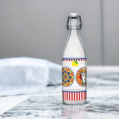 Bottiglie in Vetro 1 Litro Trasparenti Set 6pz Lory Decoro Caltagirone Bottiglie Colorate con Tappo Meccanico - immagine 5