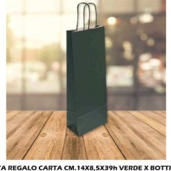 Busta Regalo Carta Cm.14X8,5X39H Verde X Bottiglia