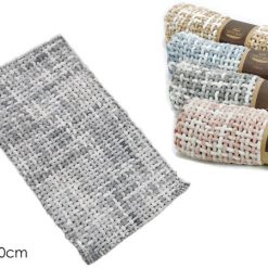 Sicignano | Tappeto per Bagno con Intreccio 50x80cm - 60% Cotone, 40% Poliestere - Assorbente e Morbido - Design Elegante Intrecciato - Colore Grigio - Lavaggio a Mano