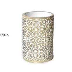 Bicchiere Portaspazzolini Poliresina Dec. Maiolica